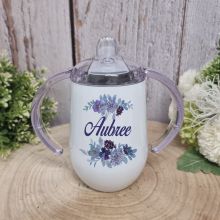 Personalised Sippy Mug Cup 300ml - Navy Blossom