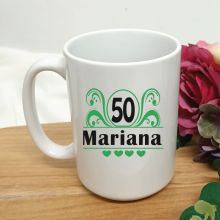 50th Birthday Personalised Coffee Mug - Swirl 15oz