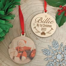 1st Christmas Photo Wooden Ornament