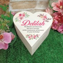 Birthday Wooden Heart Gift Box - Vintage Rose