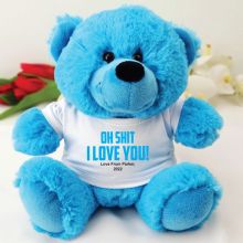 Love You Naughty Valentines Day Bear - Blue