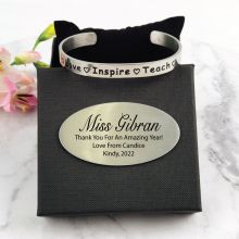 Engraved Teacher Cuff Bracelet In Personalised Box