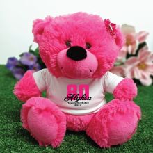 80th Birthday Personalised Teddy Bear Hot Pink Plush