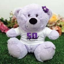 50th Birthday Personalised Teddy Bear Lavender Plush