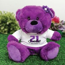 Personalised  21st Birthday Teddy Bear Plush Purple