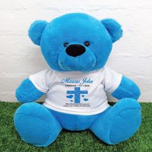Christening Personalised T-Shirt Bear 40cm  Bright Blue