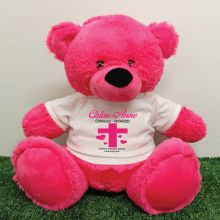 Christening Personalised T-Shirt Bear 40cm Hot pink