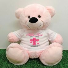 Baptism Personalised T-Shirt Bear 40cm Light Pink