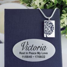 Family Tree Cremation Ash Necklace in Personalised Box