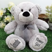Flower Girl Teddy Bear 30cm Silver Grey