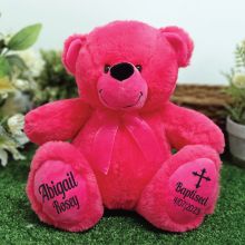 Baptism Personalised Teddy Bear 30cm Hot Pink