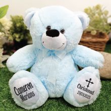 Christening Personalised Teddy Bear 30cm Light Blue