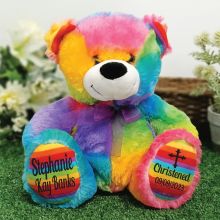 Christening Personalised Teddy Bear 30cm Rainbow