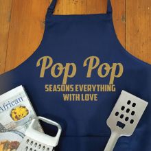 Pop Personalised  Apron with Pocket - Navy