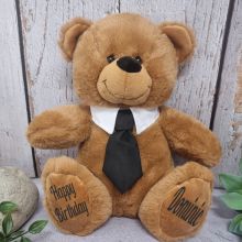 Brown Birthday Bear with Black Tie 30cm