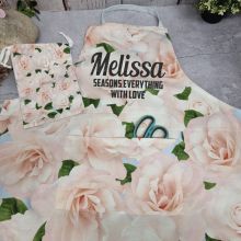 Personalised Apron with Pocket White Rose