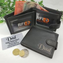 Dad Personalised Mens Black Leather Wallet RFID