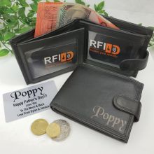 Pop Personalised Black Mens Black Leather Wallet RFID