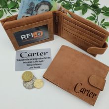 Graduation Personalised Cow Hide Mens Leather Wallet