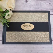 Wedding Guest Book Album Gold Glitter Band