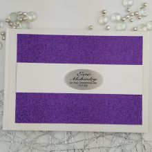 Personalised Christening Guest Book- Purple Glitter