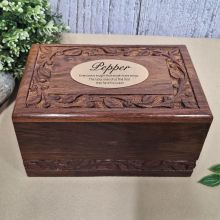 Pet Ashes Box Carved Wooden Urn 