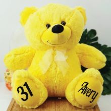 Personalised Birthday Teddy Bear 40cm Plush  Yellow