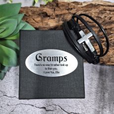 Silver Cross Stacked Bracelet In Grandpa Box