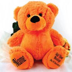 Personalised Teddy Message Bear 40cm Plush Orange