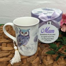 Mum Mug with Personalised Gift Box - Violet Owl