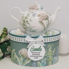 Teapot in Personalised Gift Box - Hydrangea