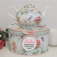 Teapot in Personalised Godmother Gift Box - Poppy