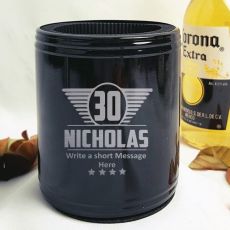 Personalised 30th Black Can Cooler- Male Gift