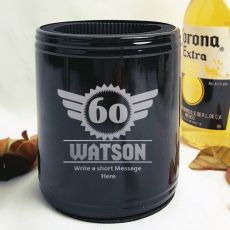Personalised 60th Black Can Cooler - Male Gift