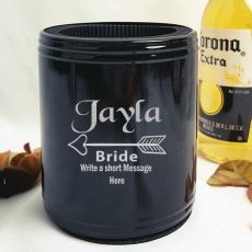 Bride Engraved Black Can Cooler Personalised