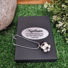 Soccer Ball Urn Ash Necklace in Personalised Box
