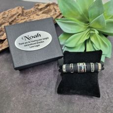 Black Leather Hand-woven Bracelet  In Godfather Box
