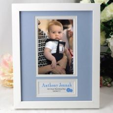 Baby Boy Naming Day Photo Frame 4x6 White Wood