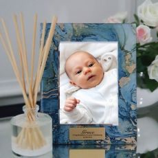 Christening Personalised Frame 5x7 Photo Glass Fortune Of Blue