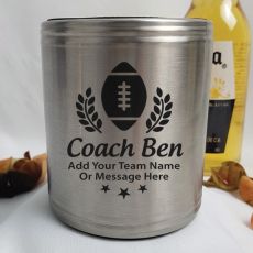 Football Coach Engraved Silver Stubby Can Cooler Personalised