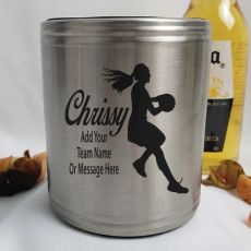 Netball Coach Engraved Silver Stubby Can Cooler Personalised