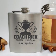 Personalised Coach Engraved Silver Flask