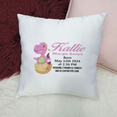 Personalised Cushion Cover Dinosaur Pink