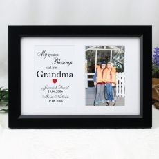 Grandma Blessing Photo Frame Typography Print 4x6 Black