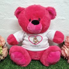Personalised Valentines Day Photo Bear Hot Pink 30cm