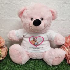 Personalised Valentines Day Photo Bear Light Pink 30cm