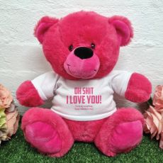 Naughty Valentines Day Bear Love You - 30cm Hot Pink
