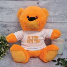 Love You Naughty Valentines Day Bear - 30cm Orange