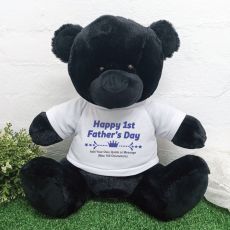 1st Fathers Day Personalised Bear Black 40cm