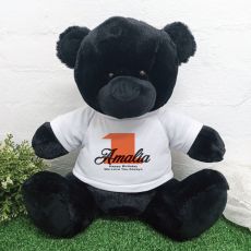 1st Birthday Personalised Black Bear with T-Shirt 40cm